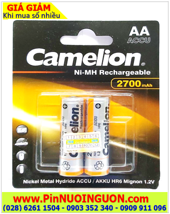 Camelion NH-AA2700BP2; Pin sạc AA 1.2v Camelion NH-AA2700BP2 (NiMh AA2700mAh 1.2v) _Vỉ 2viên